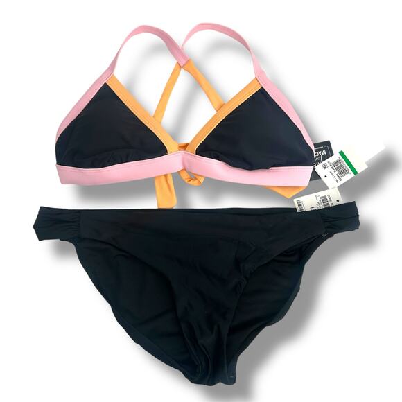 NEW Mix & Match Bikini Set Size Large Black Pink Colorblock Bar III Salt + Cove - Picture 1 of 10